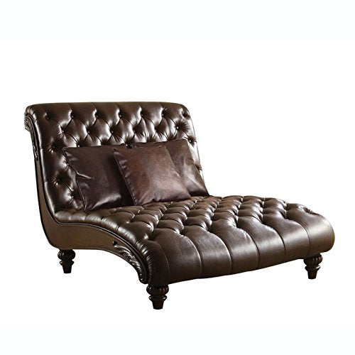 Acme Anondale Tufted Upholstered Faux Leather Chaise - Thumbnail 2