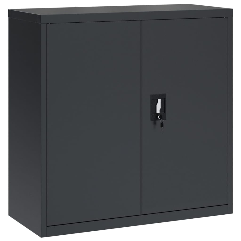 vidaXL Powder-Coated Steel File Cabinet in Anthracite - Industrial Design with Adjustable Shelves, Lockable System, and Easy Maintenance