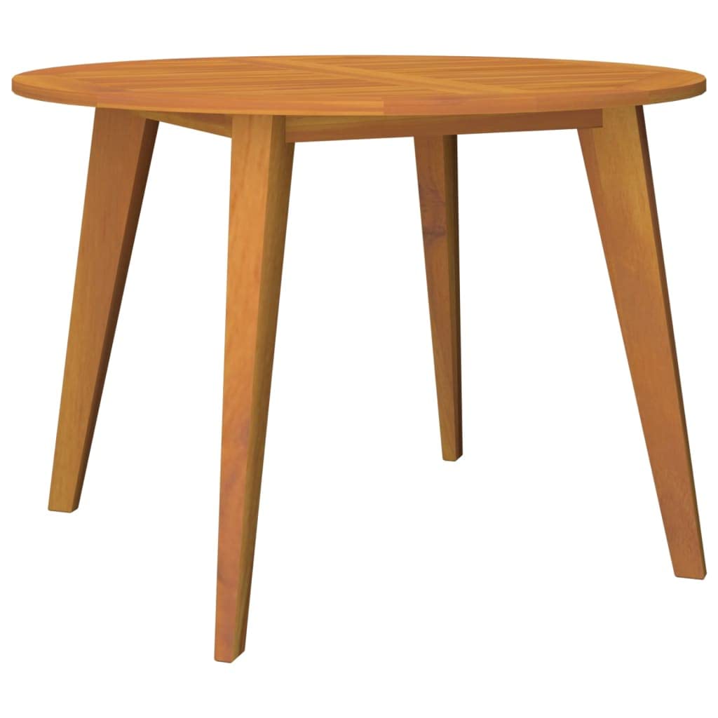 vidaXL Solid Wood Round Patio Table - Acacia - 43.3"x29.5", Durable and Sturdy with Slatted Design and Diagonal Legs