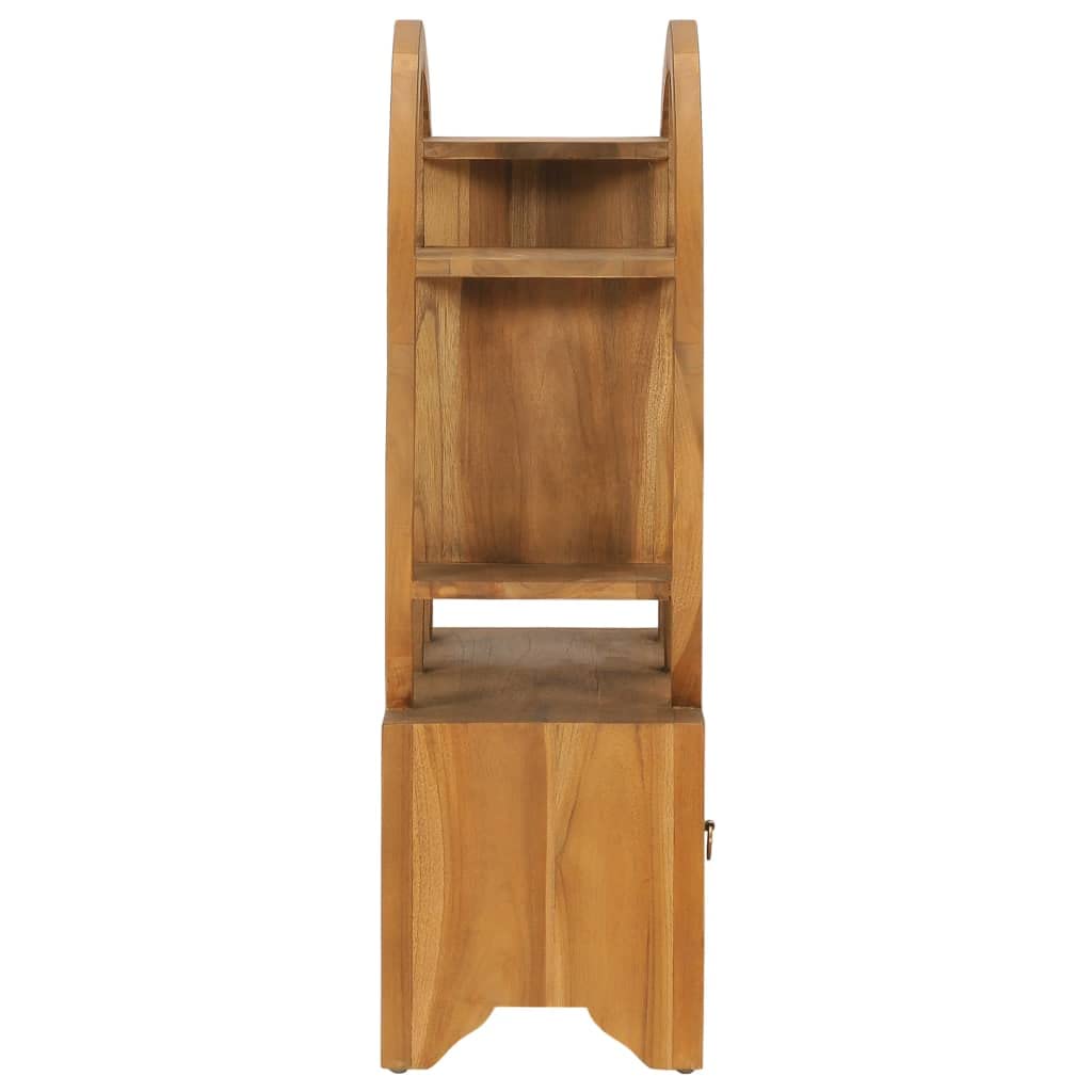 vidaXL Solid Teak Wood Cabinet with Yin Yang Design Shelf, Ample Storage Space, Fine Sanded, Unique Grains, Dimension 26.8x10.2x32.7