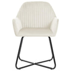 vidaXL Set of 4 Cream Velvet Dining Chairs with Armrests – Modern & Elegant Seating for Dining Room and Living Room, Comfortable and Durable