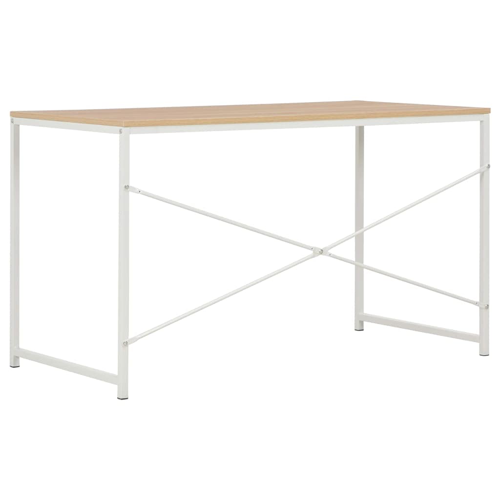 vidaXL Industrial Style Computer Desk - Large Workspace with Engineered Wood and Powder-Coated Metal Construction - White and Oak - 47.2&quot;x23.6&quot;x27.6&quot;