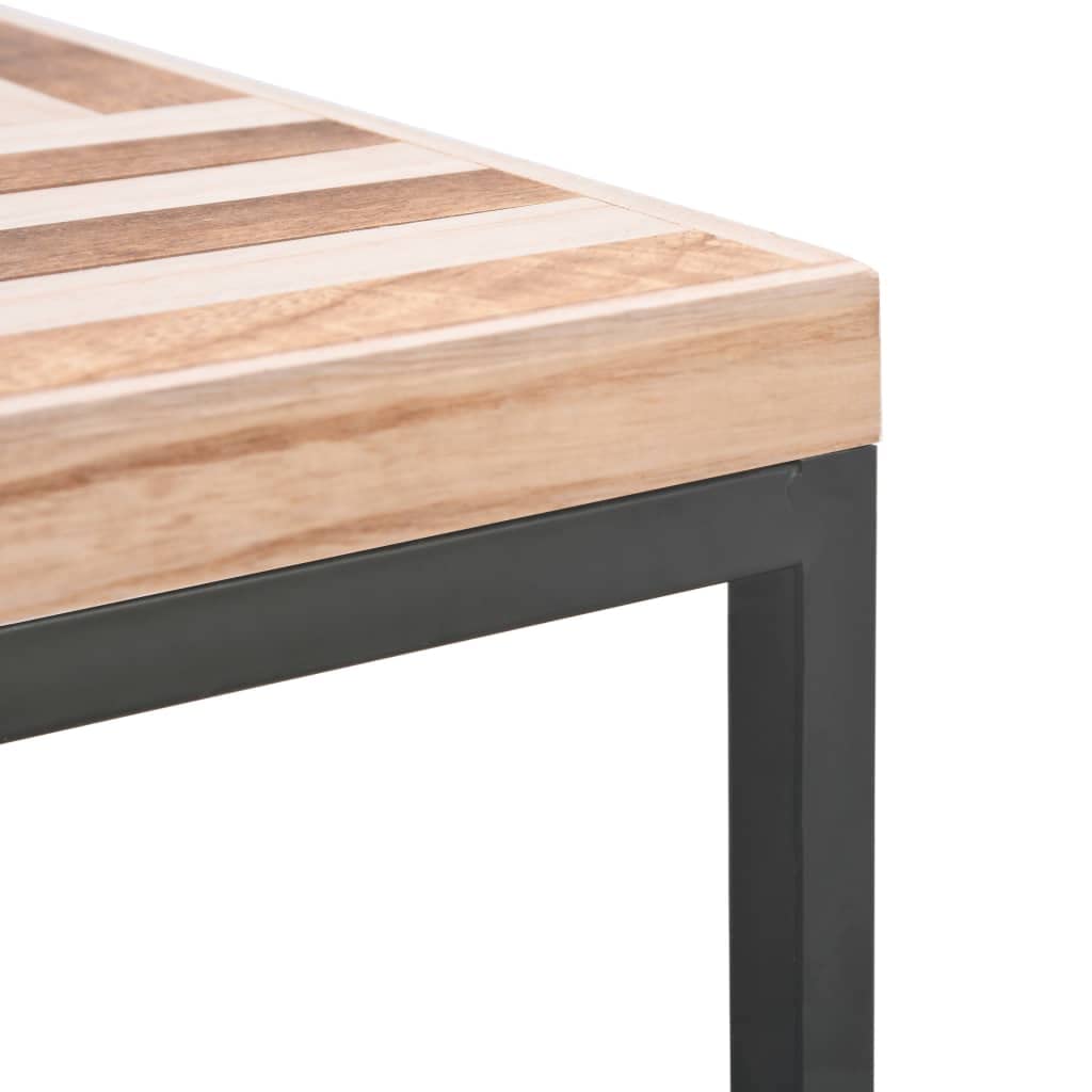 vidaXL Industrial Style Coffee Table, Low Profile, Constructed from Solid Paulownia Wood and Powder-Coated Steel, Perfect for Living Room - Beige 19.7x19.7x13