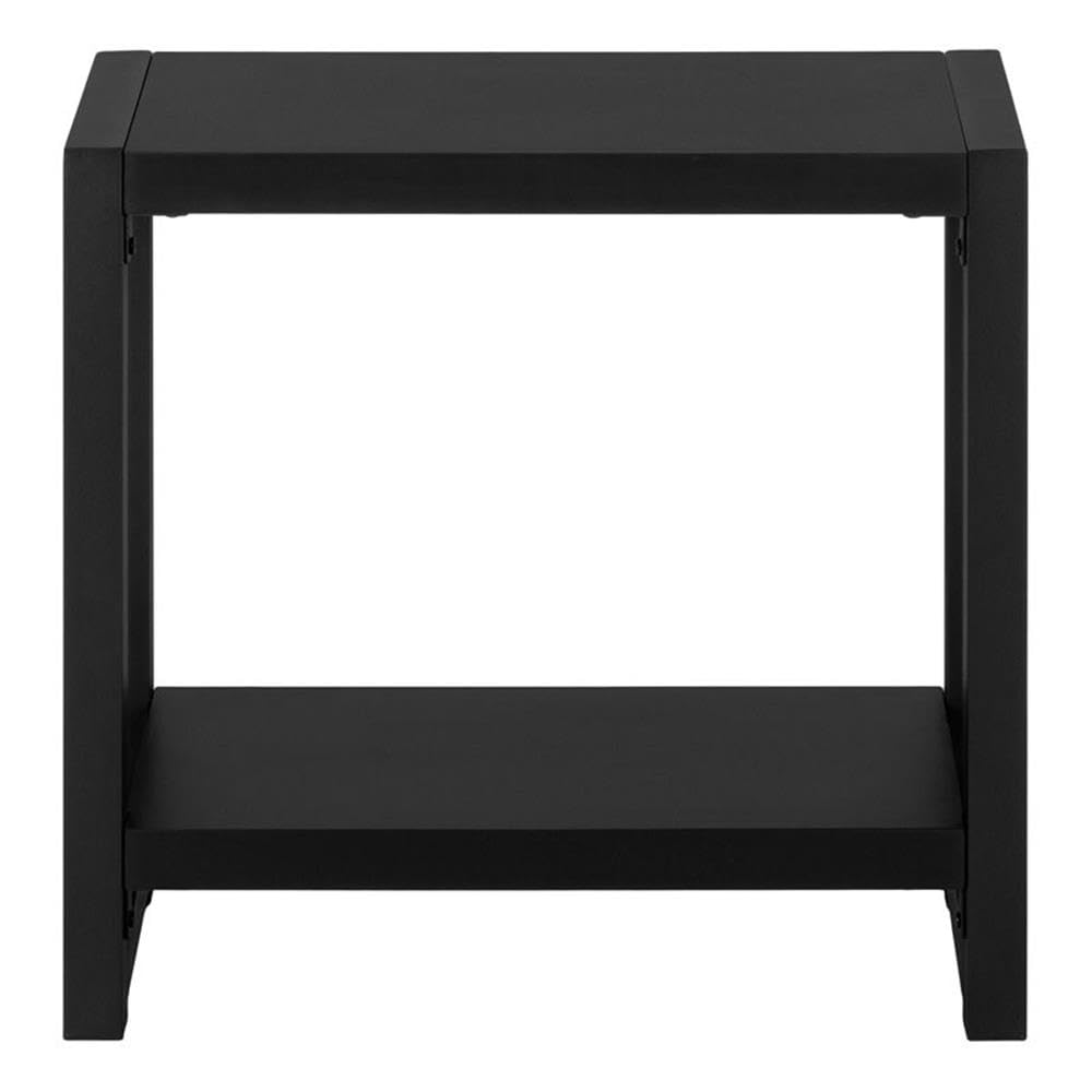 Monarch Specialties 2081 Accent Table, Side, End, Narrow, Small, 2 Tier, Living Room, Bedroom, Metal, Laminate, Black, Contemporary, Modern Table-22, 23.75&quot; L X 11.75&quot; W X 22&quot; H