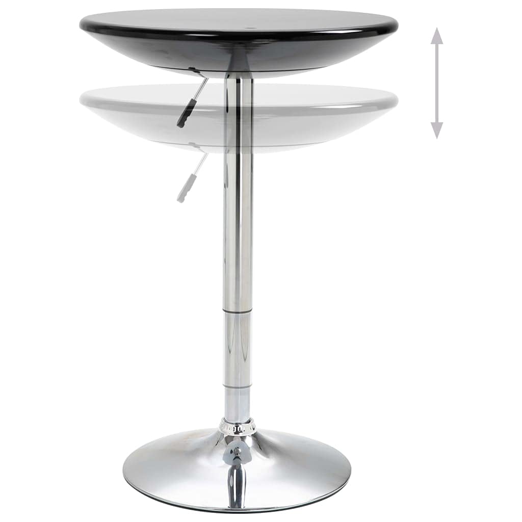 vidaXL Modern Round Black Bar Table - Adjustable Height Dining Table with ABS Top and Chromed Steel Frame - Perfect for Kitchen, Bar, Salon, and Patio.
