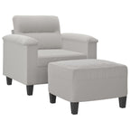 vidaXL Couch Modern Accent Upholstered Chair with Footstool - Light Gray Microfiber Fabric, Comfortable Armchair and Versatile Stool for Living Room/Bedroom/Office, Sturdy Frame, Padded Seat