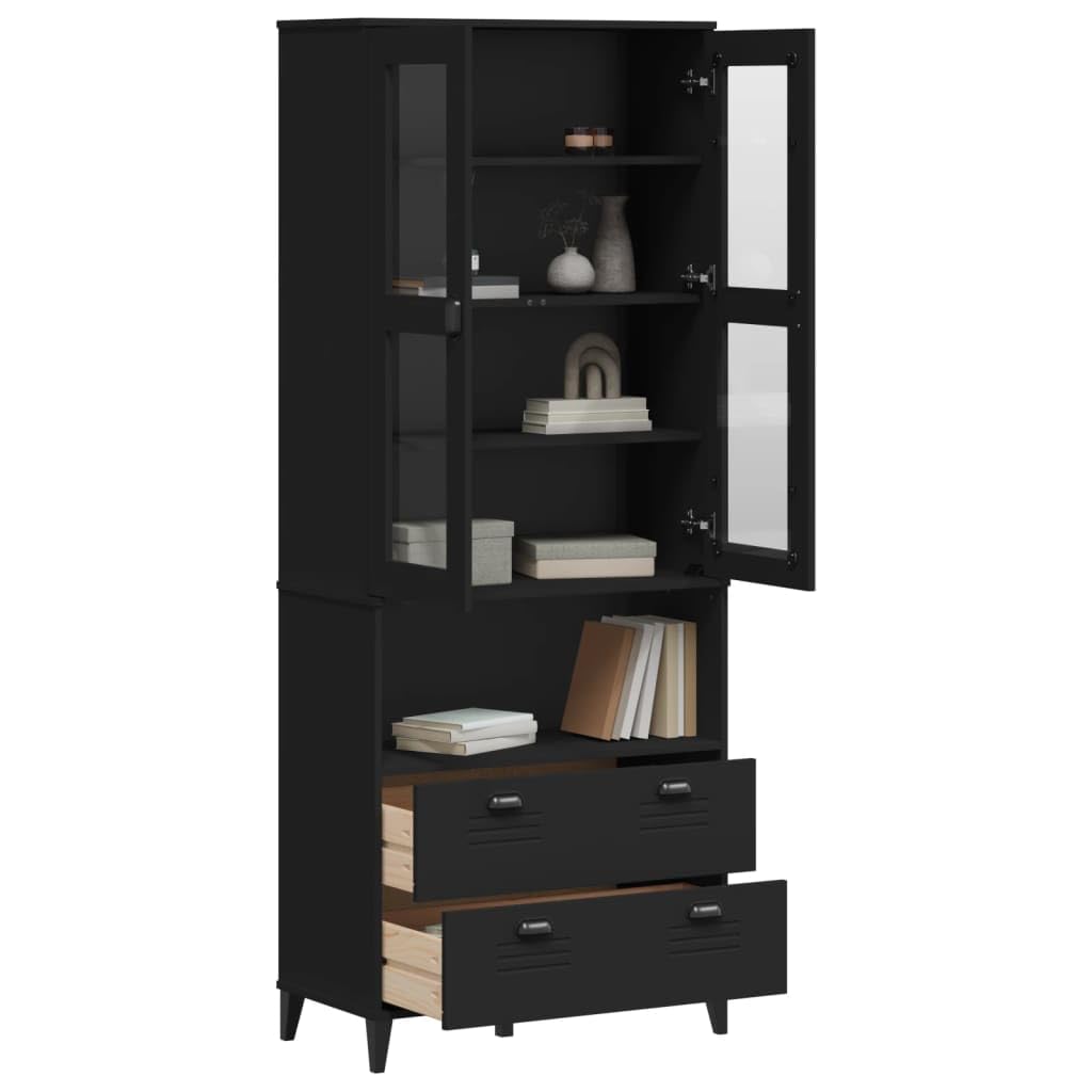 vidaXL Viken Highboard 80 x 40 x 200 cm Solid Pine Wood Black
