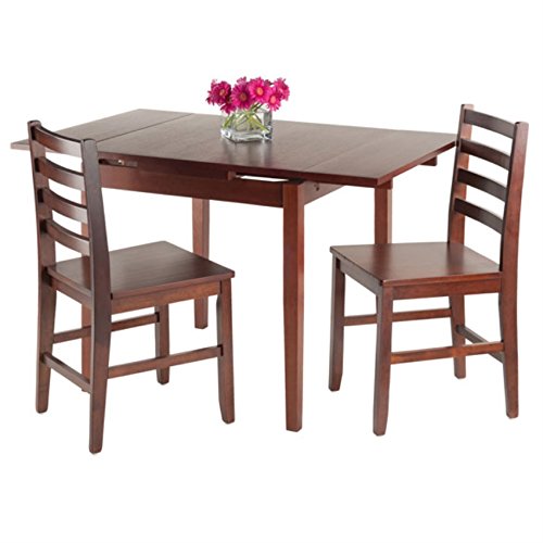Ergode Elegant 3-Piece Shaye Dining Table Set | Solid Wood | Walnut Finish | 2 Slat Back Chairs | Contemporary Design | Easy Assembly (94358VV) (94358-VV) (94367-VV)