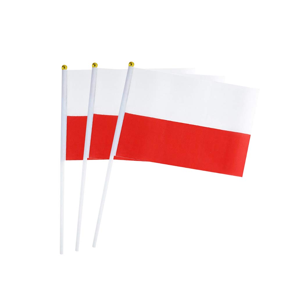 Poland Flag Polish Hand Held Mini Small Stick Flags For Party Classroom Garden Olympics Festival Clubs Parades Parties Desk Deco