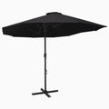 vidaXL Outdoor Sun Parasol with Aluminum Pole - UV Protecting Garden Umbrella with Anti-Fade Polyester - Crank System, Extra-Large, Black