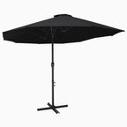 vidaXL Outdoor Sun Parasol with Aluminum Pole - UV Protecting Garden Umbrella with Anti-Fade Polyester - Crank System, Extra-Large, Black