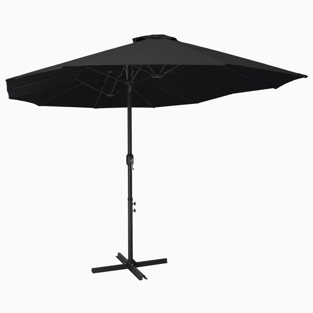 vidaXL Outdoor Sun Parasol with Aluminum Pole - UV Protecting Garden Umbrella with Anti-Fade Polyester - Crank System, Extra-Large, Black