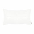 Brawarm Faux Leather Throw Pillow Covers 12 X 20 Inches, White Leather Pillow Cover, Hand Stitched Leather Decorative Lumbar Pil
