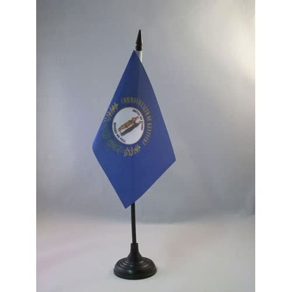Kentucky Table Flag 4' X 6' - Us State Of Kentucky Desk Flag 15 X 10 Cm - Black Plastic Stick And Base - Az Flag