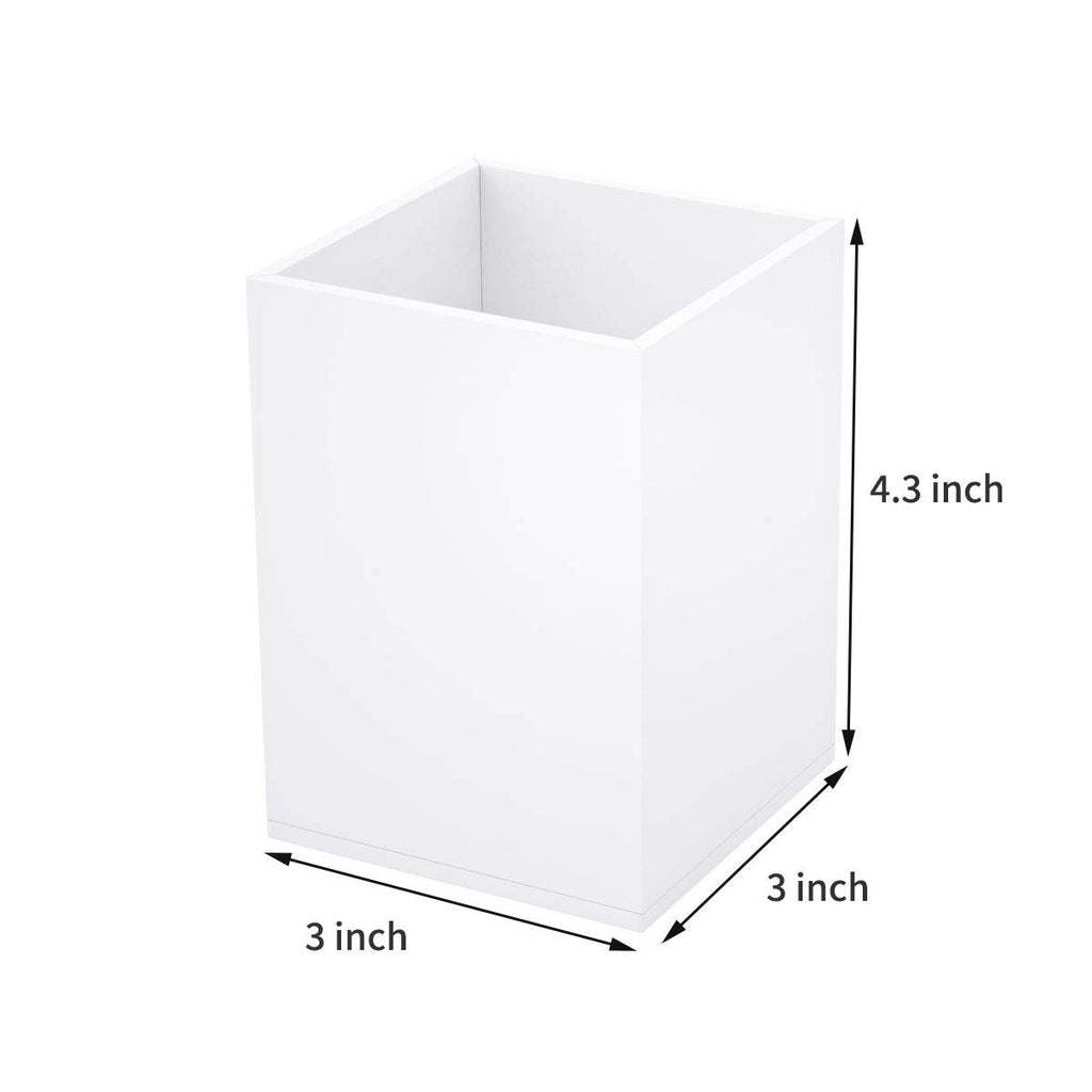 Niubee White Acrylic Pen Holder 4 Pack, Desktop Pencil Cup Stationery Organizer For Office Desk Accessory