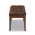 Baxton Studio Walsh Mid-Century Modern Dark Brown Faux Leather Upholstered and Walnut Brown Finished Wood Dining Bench