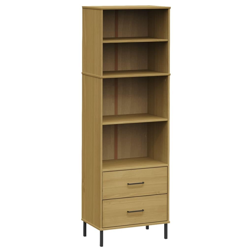 Bookcase with 2 Drawers Brown 23.6&quot;x13.8&quot;x70.9&quot; Solid Wood OSLO