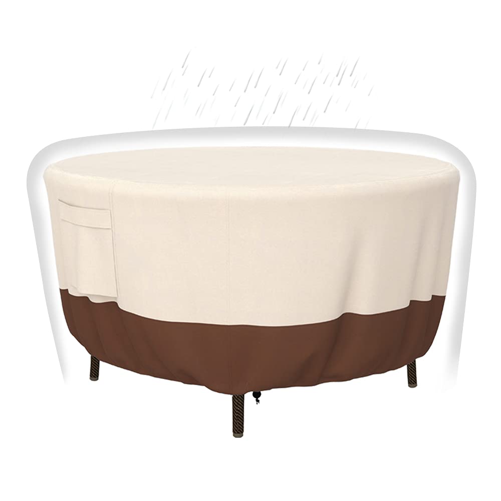 Patio Furniture Covers, Heavy Duty Round Patio Table Cover (72D X 28H Inch) Outdoor Dining & Coffee Table Cover For Veranda, Law