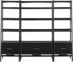 Crosley Furniture Landon 3-Piece Bookshelf Etagere Set, Bookcase with Shelves and File Drawers, Matte Black