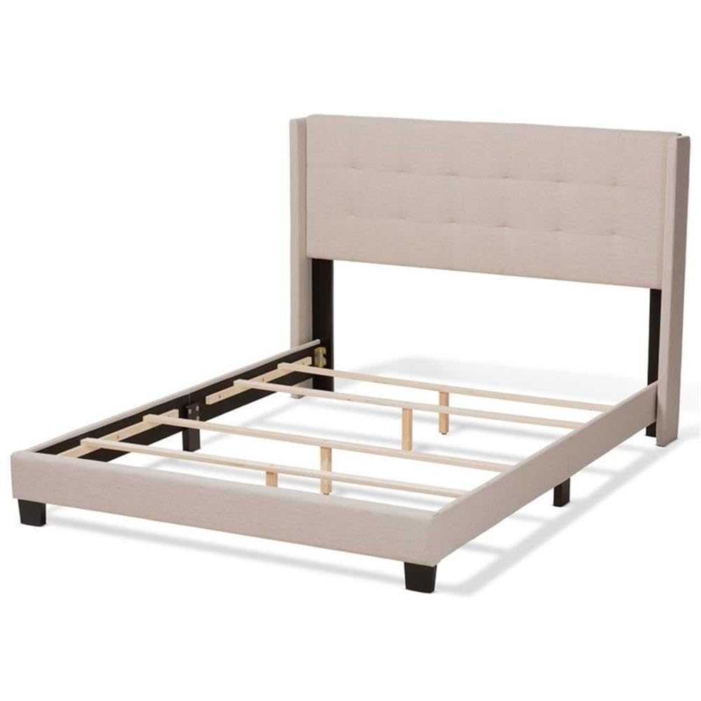 Baxton Studio Lisette Modern and Contemporary Beige Fabric Upholstered King Size Bed