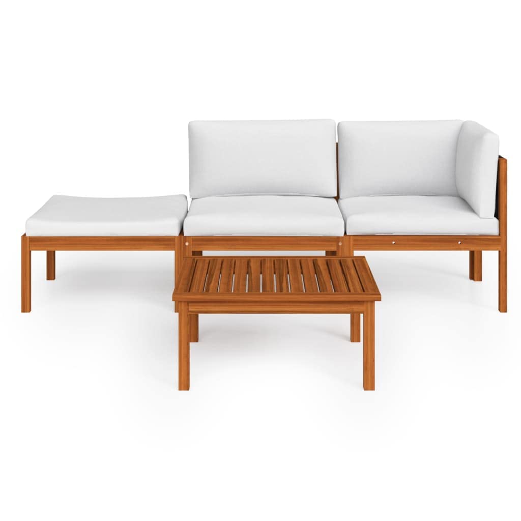 vidaXL Modern 4-Seater Patio Sofa Lounge Set with Cushions - Solid Acacia Wood Frame, Suitable for Outdoor Use, Comfortable Seating with Padded Cushions