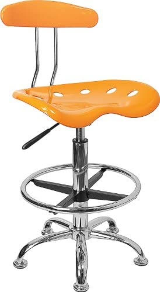 Flash Furniture Bradley Vibrant Yellow and Chrome Drafting Stool with Tractor Seat