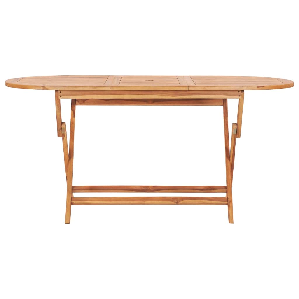 vidaXL Foldable Patio Dining Table, Indoor/Outdoor Use, Fine Sanded Teak Hard Wood, Weather-Resistant, Versatile Color Options, Easy Maintenance, 62.9"x31.4"x29.5"