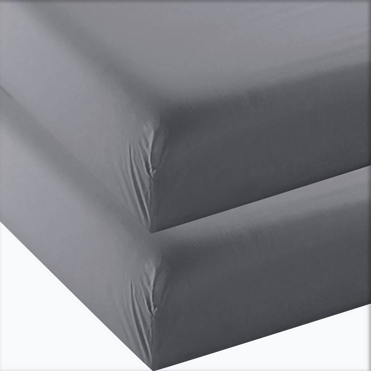 4U 'Life 2-Pack Fitted Sheets,Prime 1800 Series, Ultra Soft & Comfortable, Double Brushed Microfiber (Gray, 2-Pack King)