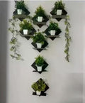 Echowood Diamond Shape Wooden Wall Shelf for Plants, Black, Set of 8, Home Decor