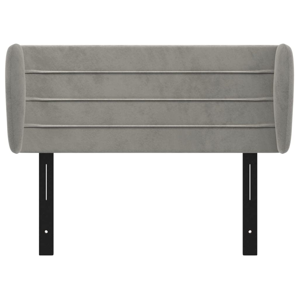 vidaXL Velvet Headboard with Ears - Stylish Design, Light Gray, Foam-Filled, Solid Larch Wood and Engineered Wood, Built to Fit Most Bed Frames