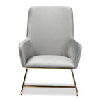 Baxton Studio Sennet Glam and Luxe Grey Velvet Fabric Upholstered Gold Finished Armchair