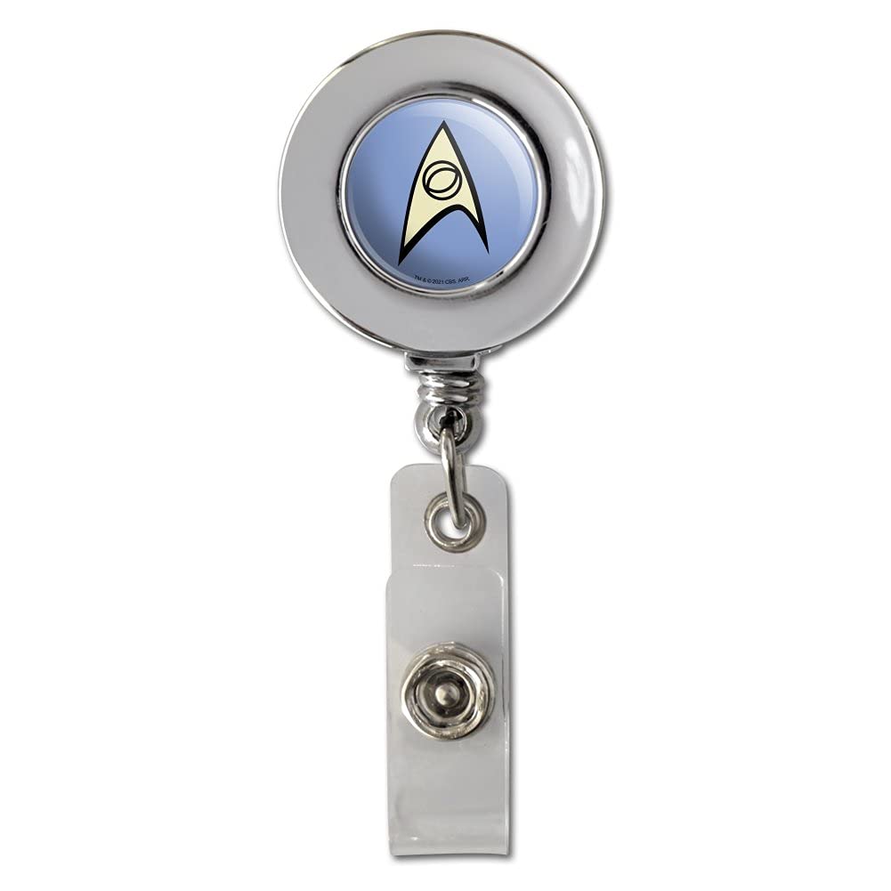 Star Trek Science Shield Retractable Reel Chrome Badge Id Card Holder Clip
