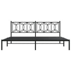 vidaXL Metal King Size Bed Frame with Headboard - Black Steel, Metal Slats & Legs, Storage Space, 81.5"x78"x35.4"