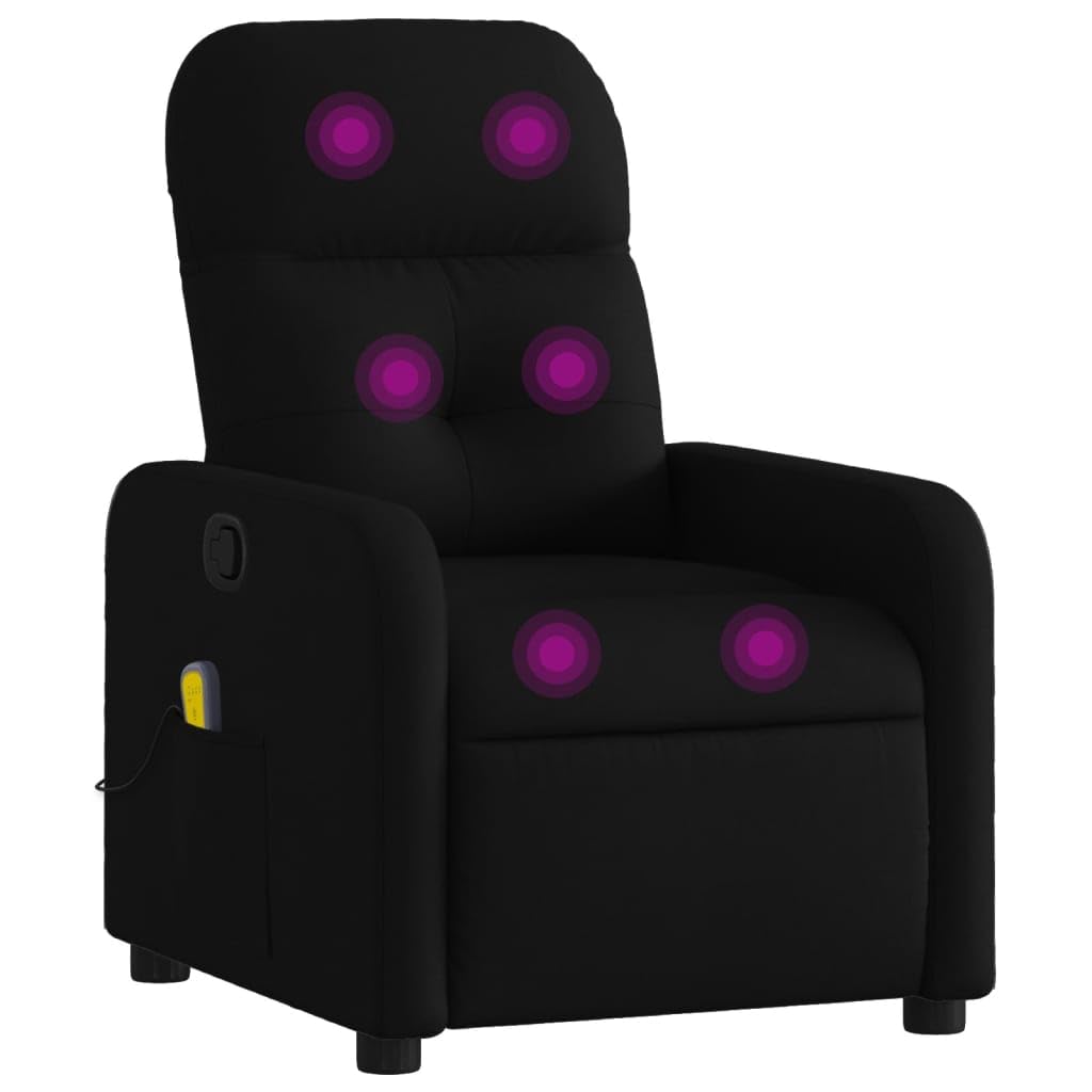 vidaXL Black Fabric Massage Recliner Chair - Manual Adjust with Vibration, Added Comfort, Easy Storage in Living Space