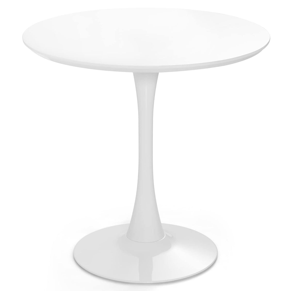 Giantex White Round Dining Table, 32 Inches Modern Tulip Kitchen Table W/ 0.9” Thickened Tabletop & Sturdy Metal Pedestal, Mid-Century Leisure Table For Small Places, Dining Room, Living Room, Cafe