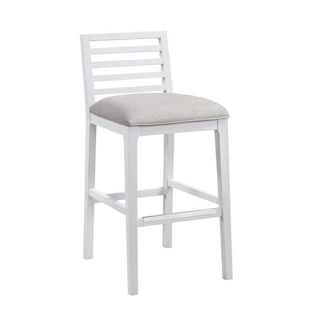 American Woodcrafters Siri White Solid Wood with Gray Fabric Bar Stool