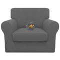 Easy-Going 100% Dual Waterproof 2 Pieces Chair Cover Stretch Soft Couch Cover For Dogs, Sofa Slipcover For 1 Separate Cushion Couch Leakproof Furniture Protector For Kids, Pets Gray