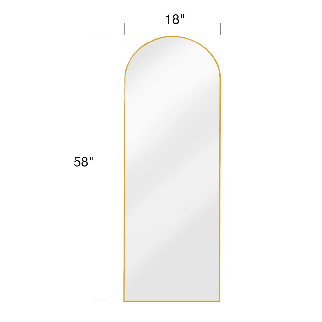 Dynwell Arched Full Length Mirror, Floor Mirror With Stand, 18''X58'' Large Mirror, Wall Mirror Full Length, Gold Floor Length M