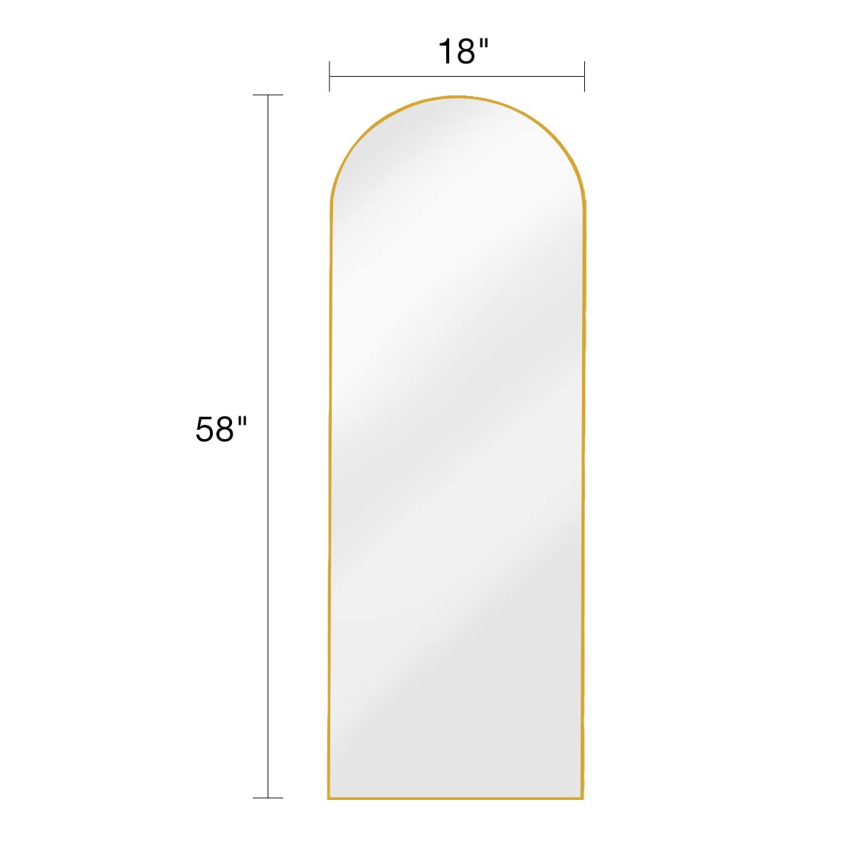 Dynwell Arched Full Length Mirror, Floor Mirror With Stand, 18''X58'' Large Mirror, Wall Mirror Full Length, Gold Floor Length M