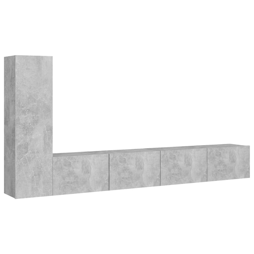 vidaXL TV Cabinet Set 3 Piece Living Room Bedroom Furniture HiFi Stereo Cabinet TV Stand Media Unit Entertainment Center Engineered Wood Concrete Gray