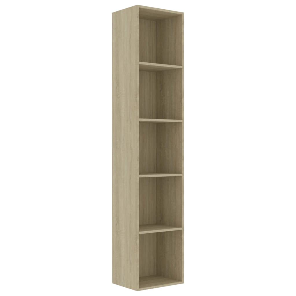 vidaXL Bookshelf, 5-Tier Book Cabinet Bookcase, Wall Bookshelf for Office Living Room, Freestanding Shelving Unit, Modern, Sonoma Oak Engineered Wood