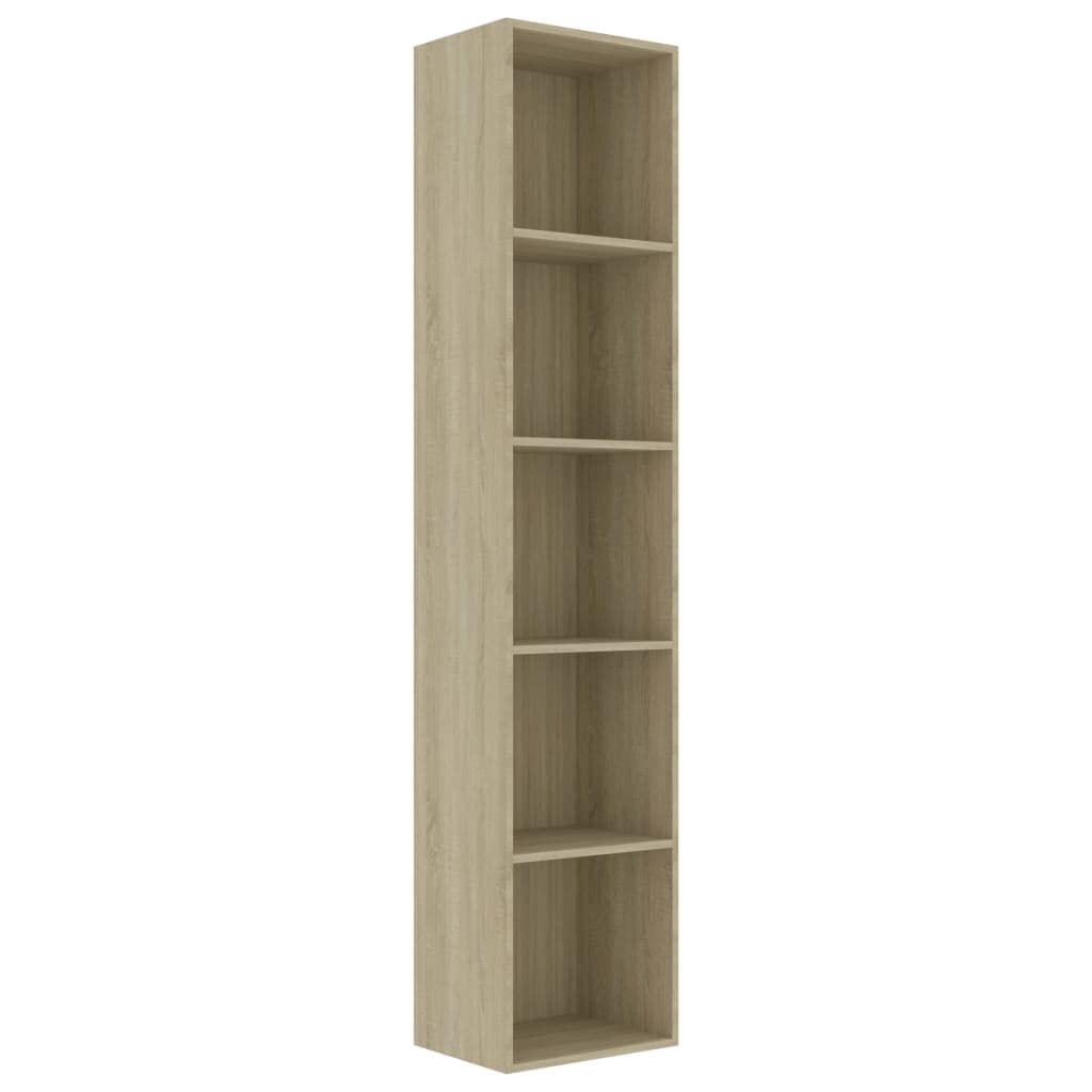 vidaXL Bookshelf, 5-Tier Book Cabinet Bookcase, Wall Bookshelf for Office Living Room, Freestanding Shelving Unit, Modern, Sonoma Oak Engineered Wood