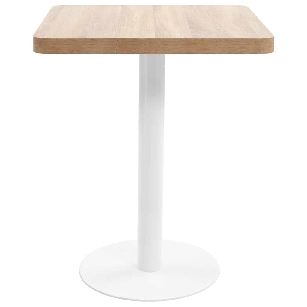 vidaXL Light Brown Bistro Table - Elegant Square Design with MDF Tabletop and Steel Base - Ideal for Restaurants, Bars, Coffee Shops - Easy to Assemble