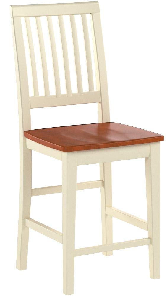 East West Furniture Vernon Counter Bar Stool-Pub Height Wooden Chairs, Set of 2, Buttermilk & Cherry