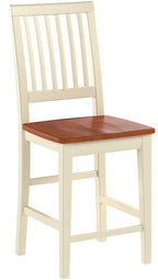 East West Furniture Vernon Counter Bar Stool-Pub Height Wooden Chairs, Set of 2, Buttermilk & Cherry