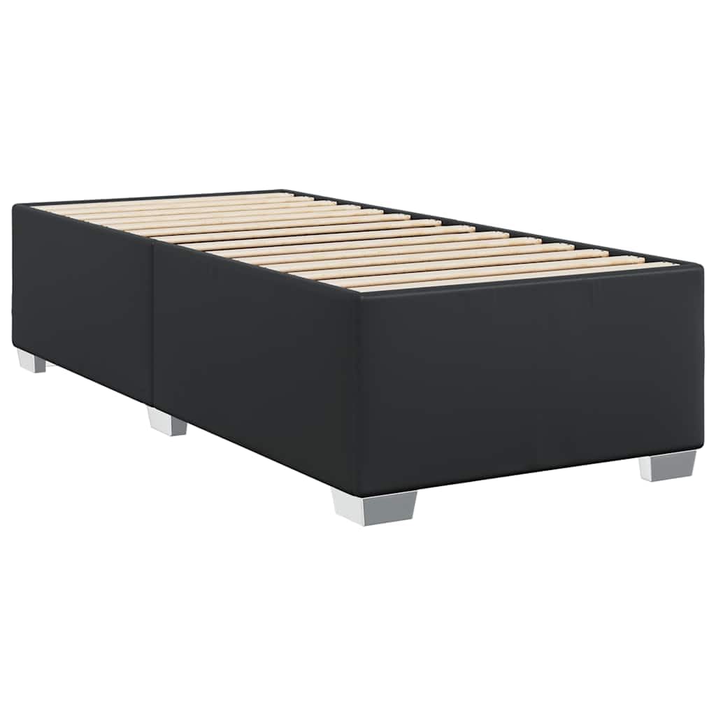 vidaXL - Twin XL Faux Leather Platform Bed Frame Black - Modern Bed Furniture for Bedroom