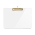 Uniqooo Clear Acrylic Landscape Clipboard, Horizontal Clipboard With Shiny Gold Finish Clip For Student, Back To School Gift, Mo