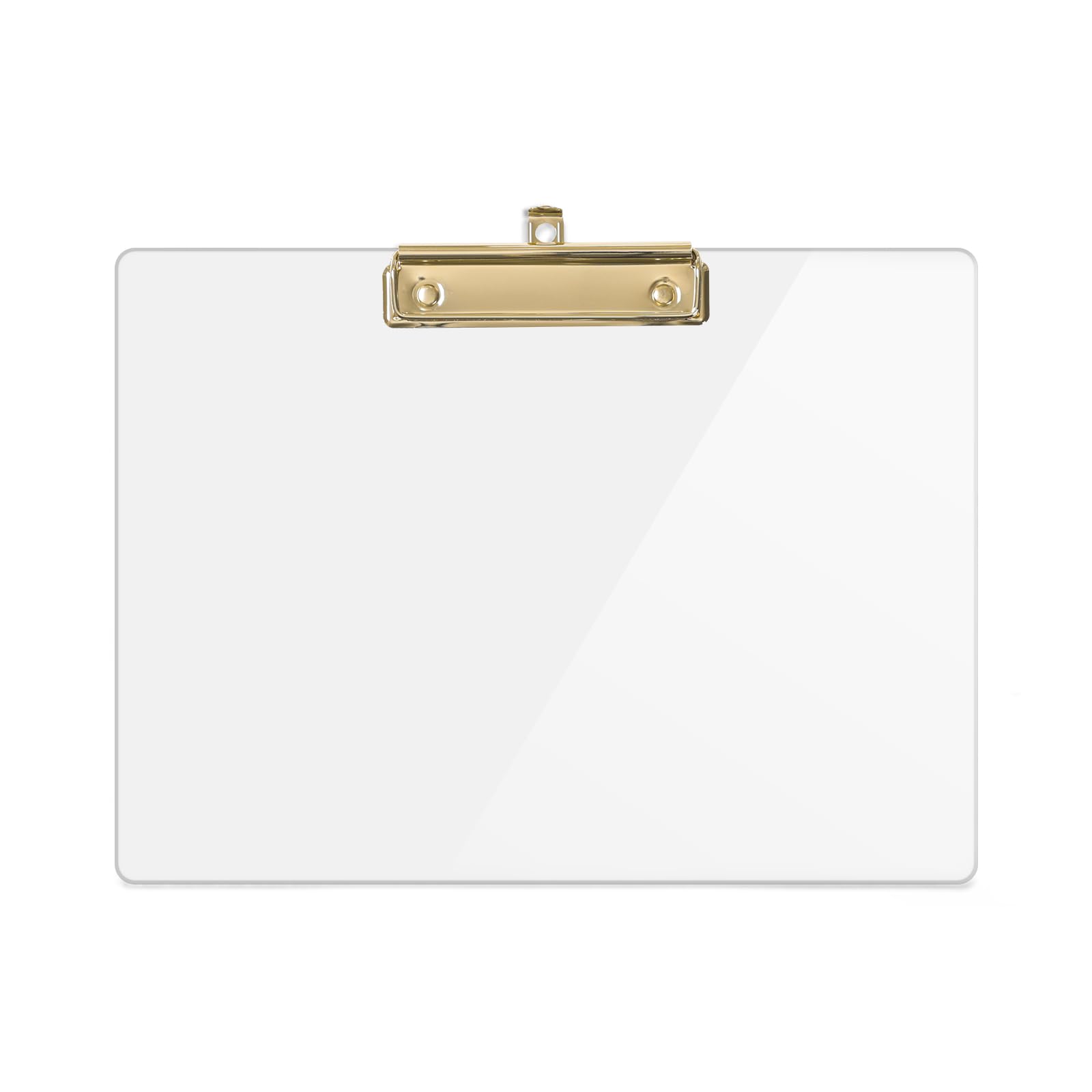 Uniqooo Clear Acrylic Landscape Clipboard, Horizontal Clipboard With Shiny Gold Finish Clip For Student, Back To School Gift, Mo