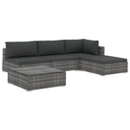 vidaXL 5 Piece Garden Lounge Set with Cushions Poly Rattan Gray