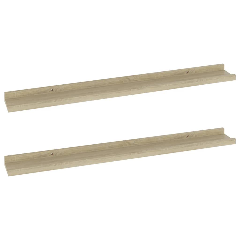 vidaXL Wall-Mounted Shelves, 2 pcs in Sonoma Oak, 31.5x3.5x1.2, Modern MDF Construction, Room Decor and Storage Solution